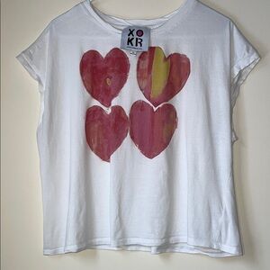 XOKR Women's White Heart Muscle Tee